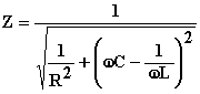 RLC IMPEDANCE in parallel formula